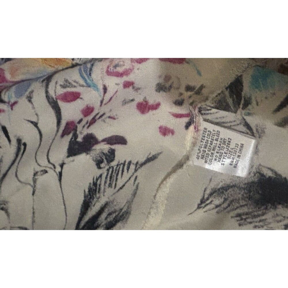 Umgee Gray Floral Long Open Front Kimono Top Silky Polyester Sz L Fringe O/S - Picture 7 of 8